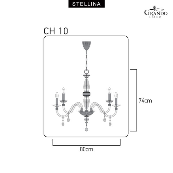 STELLINA CH10 Φωτιστικό οροφής κρυστάλλινος πολυέλαιος φύλλο ασήμι Asfour crystal 110-CH10-SL-CR GRANDOLUCE