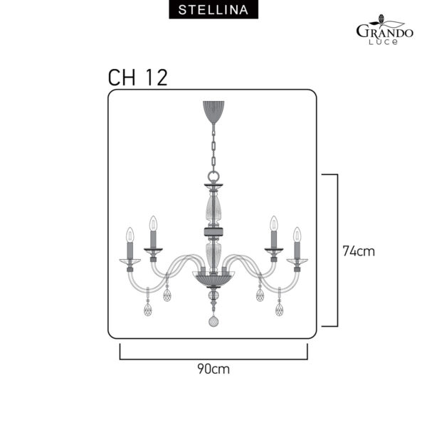 STELLINA CH12 Φωτιστικό οροφής κρυστάλλινος πολυέλαιος φύλλο ασήμι Asfour crystal 110-CH12-SL-CR GRANDOLUCE