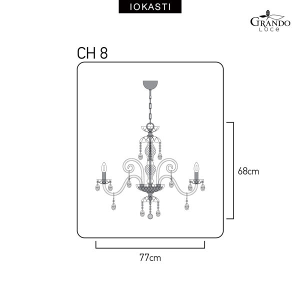 IOKASTI CH8 Φωτιστικό οροφής κρυστάλλινος πολυέλαιος χρώμιο-πέρλα Asfour crystal 106-CH8-CH-PE GRANDOLUCE