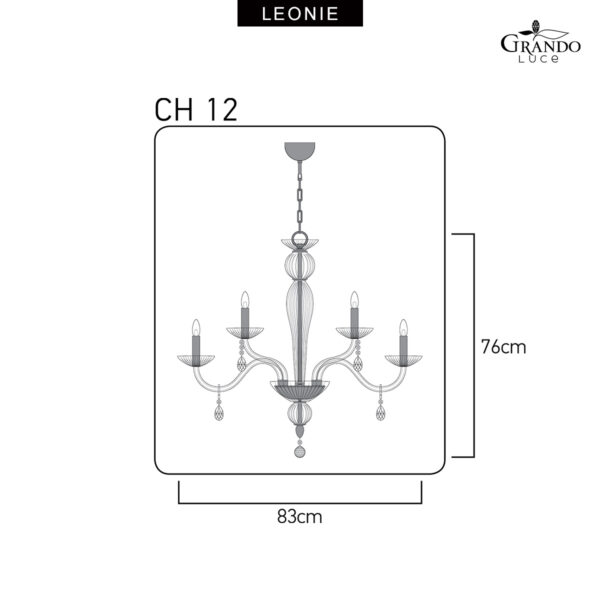 LEONIE CH12 Φωτιστικό οροφής κρυστάλλινος πολυέλαιος φύλλο χρυσού Asfour crystal 112-CH12-GL-CR GRANDOLUCE