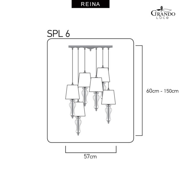 REINA SPL6 Φωτιστικό οροφής κρεμαστό κρυστάλλινο χρώμιο Scholre crystal 114-SPL6-CH-CR GRANDOLUCE