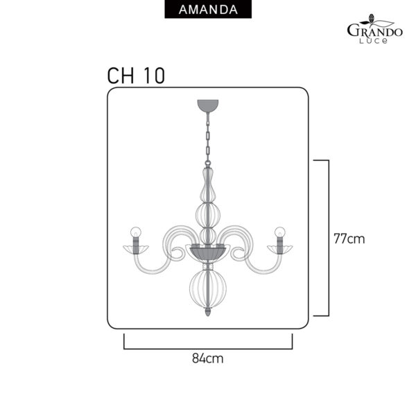 AMANDA CH10 Φωτιστικό οροφής κρυστάλλινος πολυέλαιος φύλλο χρυσού 118-CH10-GL-CR GRANDOLUCE