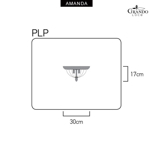 AMANDA PLP Φωτιστικό οροφής κρυστάλλινη πλαφονιέρα χρώμιο 118-PLP-GL-CR GRANDOLUCE