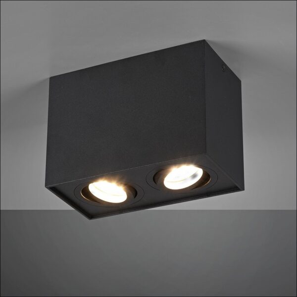 biscuit pl2 φωτιστικό οροφής σποτ μαύρο τετράγωνο gu10 h12cm 613000232 trio lighting