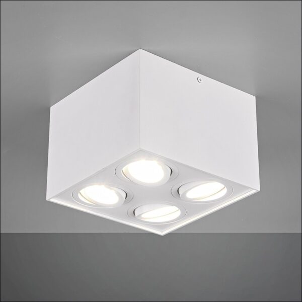 biscuit pl4 φωτιστικό οροφής σποτ λευκό τετράγωνο gu10 h12cm 613000431 trio lighting