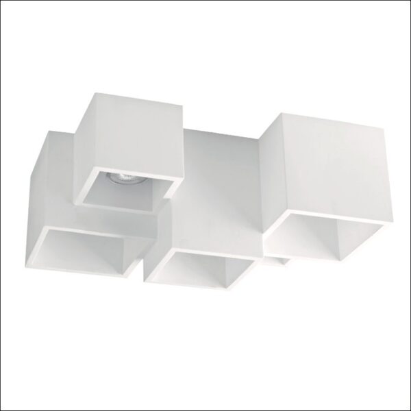 foster pl5 φωτιστικό οροφής σποτ γύψινο τετράγωνο λευκό 5φωτο intec light fan europe