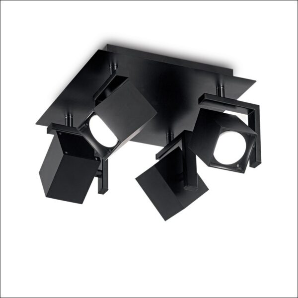 mouse pl4 φωτιστικό οροφής σποτ εξωτερικό τετράγωνο μαύρο 156712 ideal lux