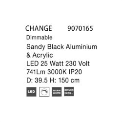 CHANGE Φωτιστικό οροφής κρεμαστό led μαύρο ∅40cm 9070165 NOVALUCE