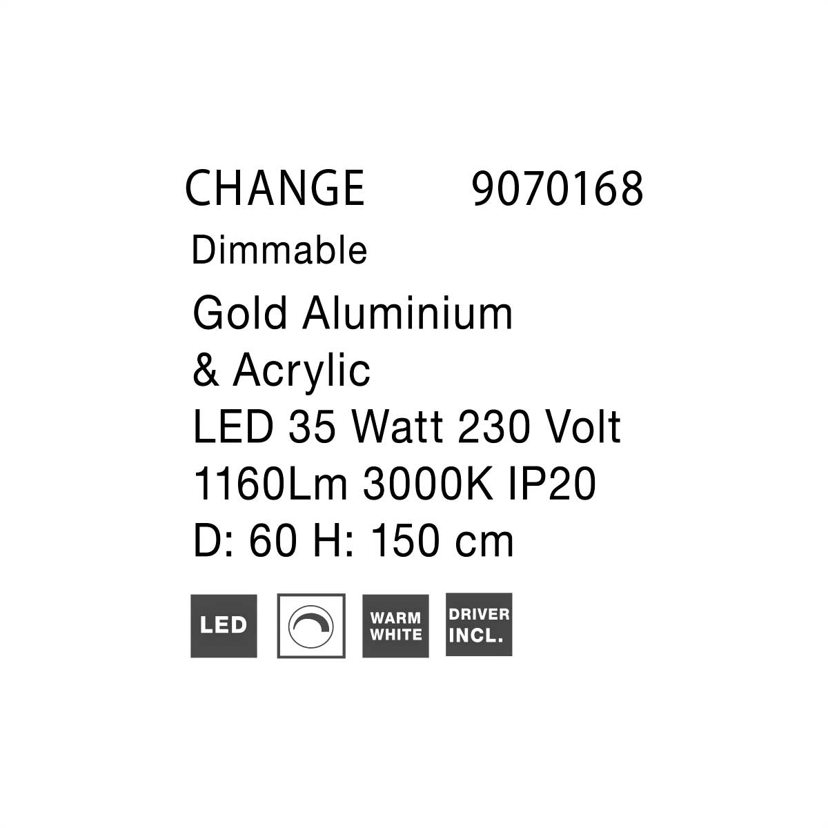 CHANGE Φωτιστικό οροφής κρεμαστό led χρυσό ματ ∅60cm 9070168 NOVALUCE