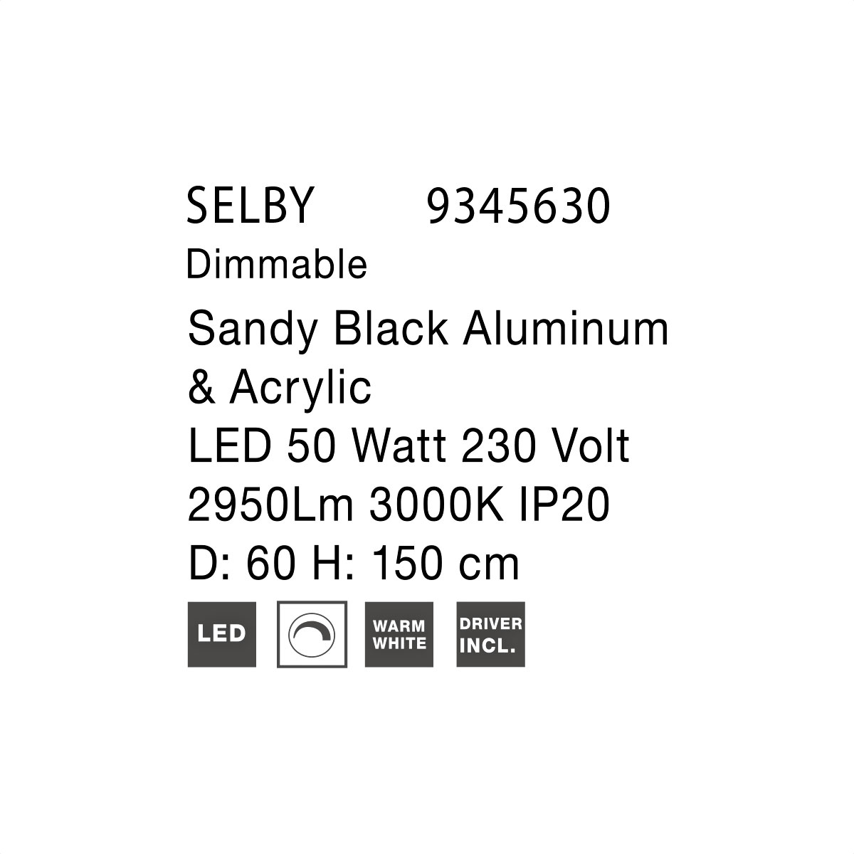 SELBY Φωτιστικό οροφής κρεμαστό led μαύρο ∅60cm 9345630 NOVALUCE