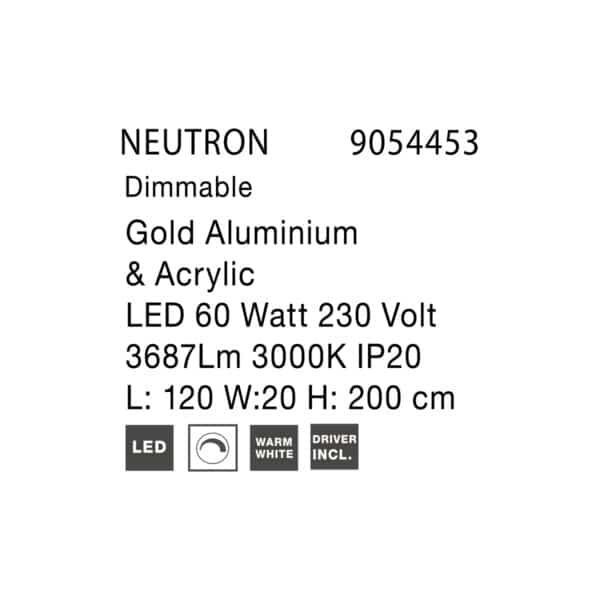 NEUTRON RL3 Φωτιστικό οροφής κρεμαστό γραμμικό led χρυσό ∅120x20cm 9054453 NOVALUCE 5