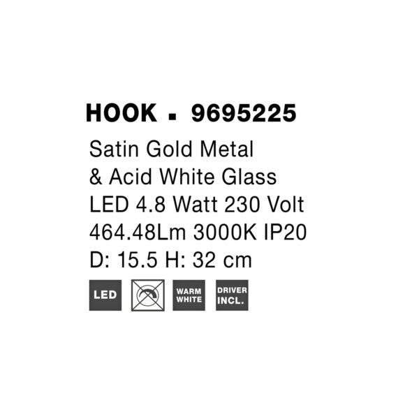 HOOK Φωτιστικό επιτραπέζιο χρυσό ματ πορτατίφ ∅16x32cm 9695225 NOVALUCE