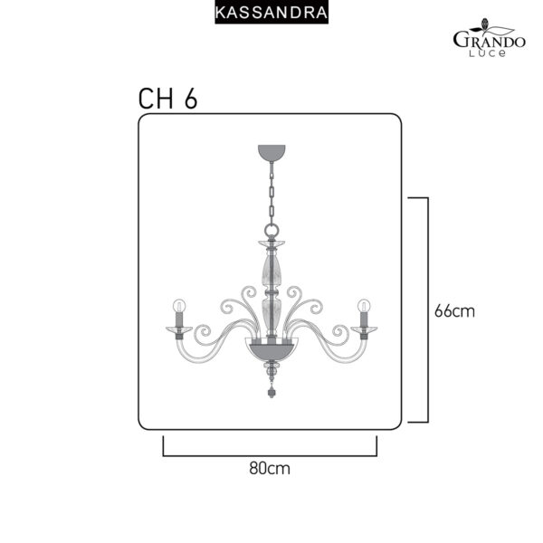 KASSANDRA CH6 Φωτιστικό οροφής κρυστάλλινος πολυέλαιος φύλλο ασήμι Asfour crystal 101-CH6-SL-CR GRANDOLUCE