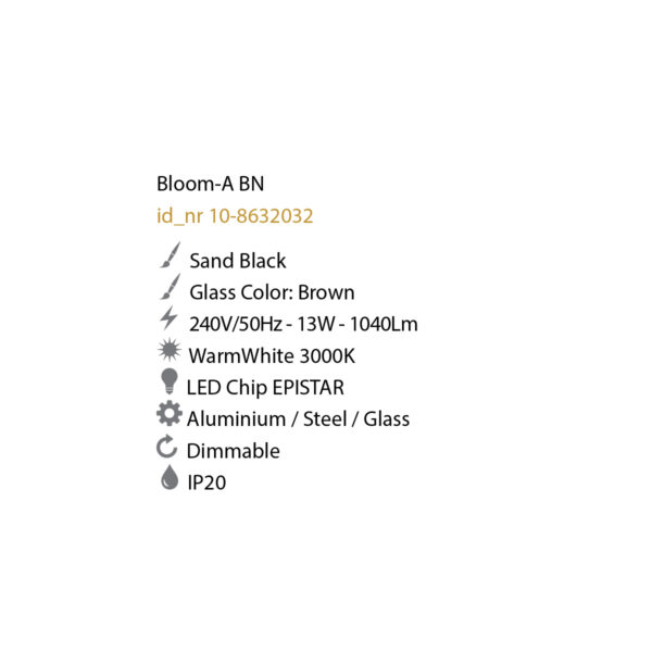 BLOOM-A-BN Φωτιστικό οροφής κρεμαστό καφέ γυαλί ∅36cm 10-8632032 LUCIDO