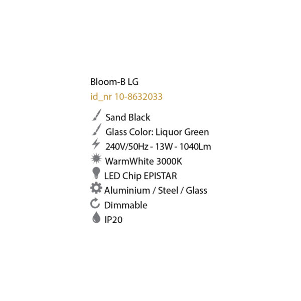 BLOOM-B-LG Φωτιστικό οροφής κρεμαστό πράσινο γυαλί ∅35cm 10-8632033 LUCIDO