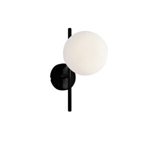 FLORIS Φωτιστικό επιτοίχιο - απλίκα μαύρη & οπάλ λευκό γυαλί ∅15cm 4260100 VIOKEF