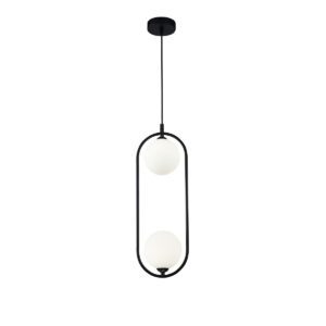 RING Φωτιστικό οροφής κρεμαστό μαύρο ματ με λευκό οπάλ γυαλί MOD013PL-06B MAYTONI